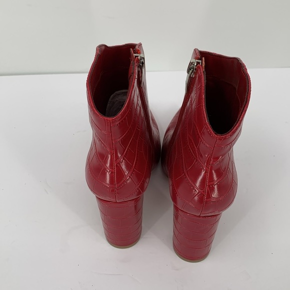 Marc Fisher Lexari ankle boots pink embossed croc heel zipper shoe women new 8 - Picture 4 of 6